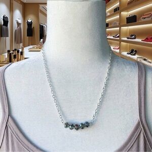 Elegant Silver Necklace with Black Beads